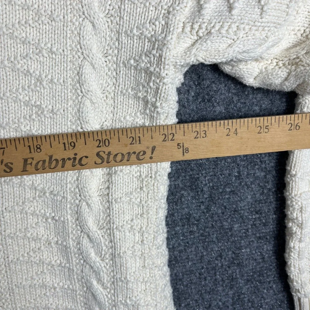 Vintage Peconic Bay Traders Sweater Mens‎ M Ivory Cable Knit Cotton Made in USA - Picture 6 of 6